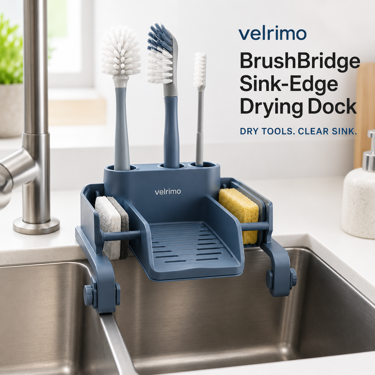 Velrimo BrushBridge Sink-Edge Drying Dock