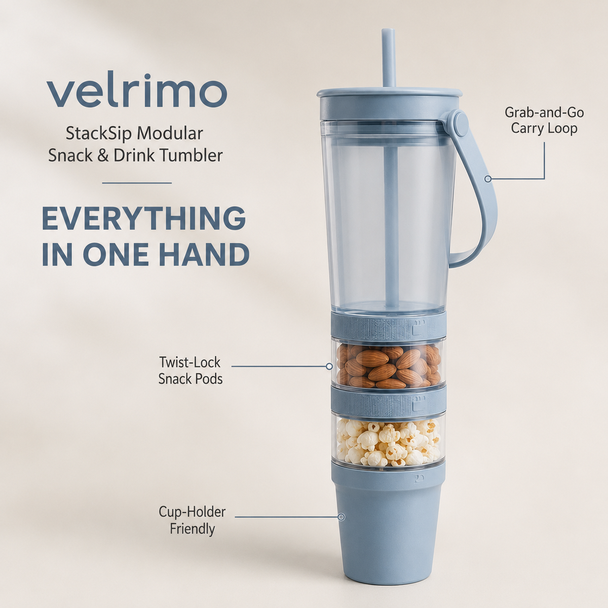 Velrimo StackSip Modular Snack & Drink Tumbler