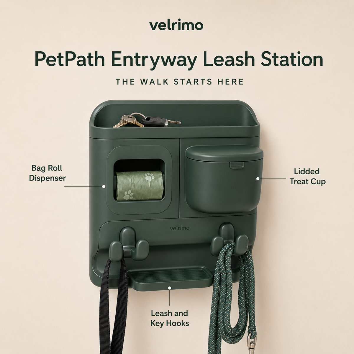 Velrimo PetPath Entryway Leash Station