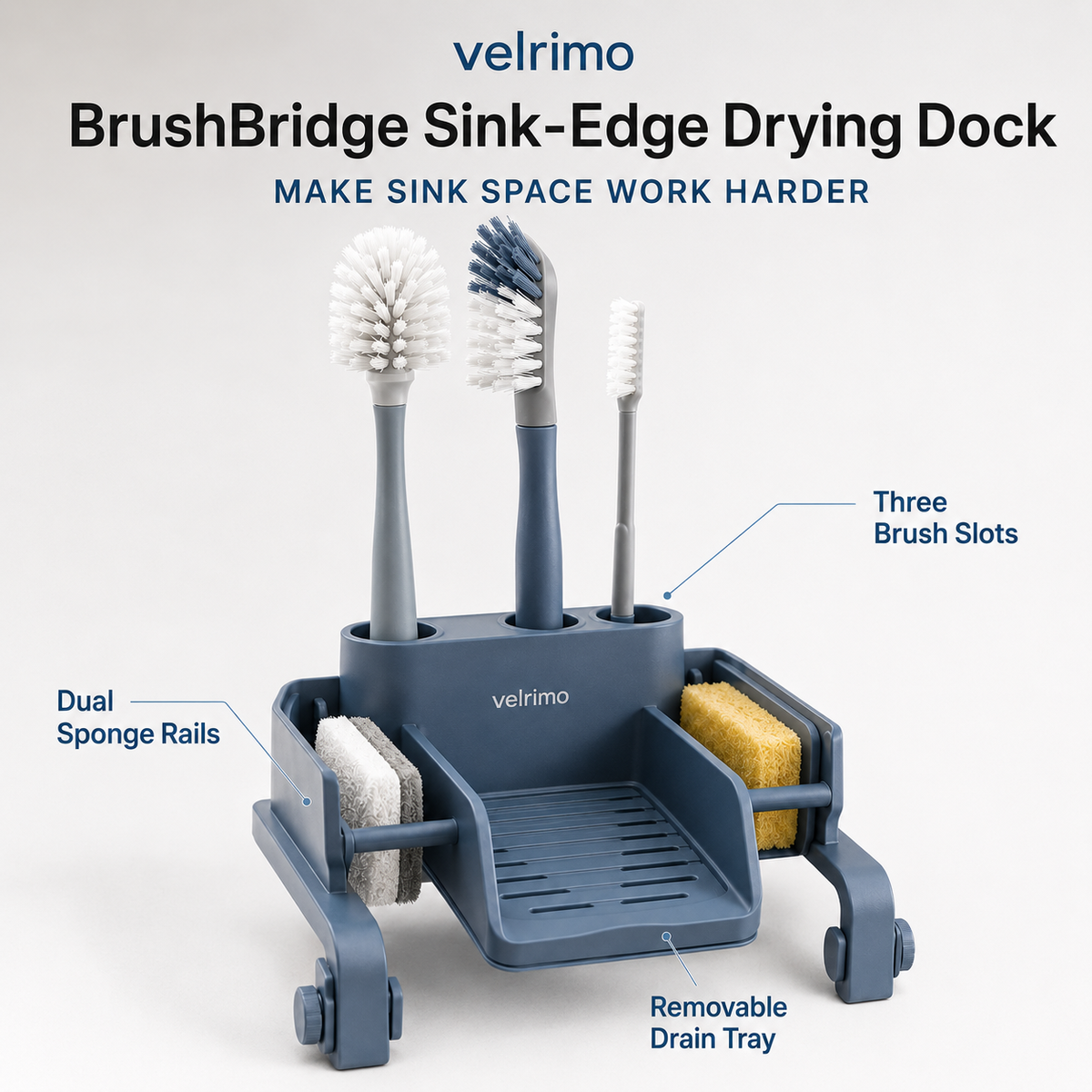 Velrimo BrushBridge Sink-Edge Drying Dock
