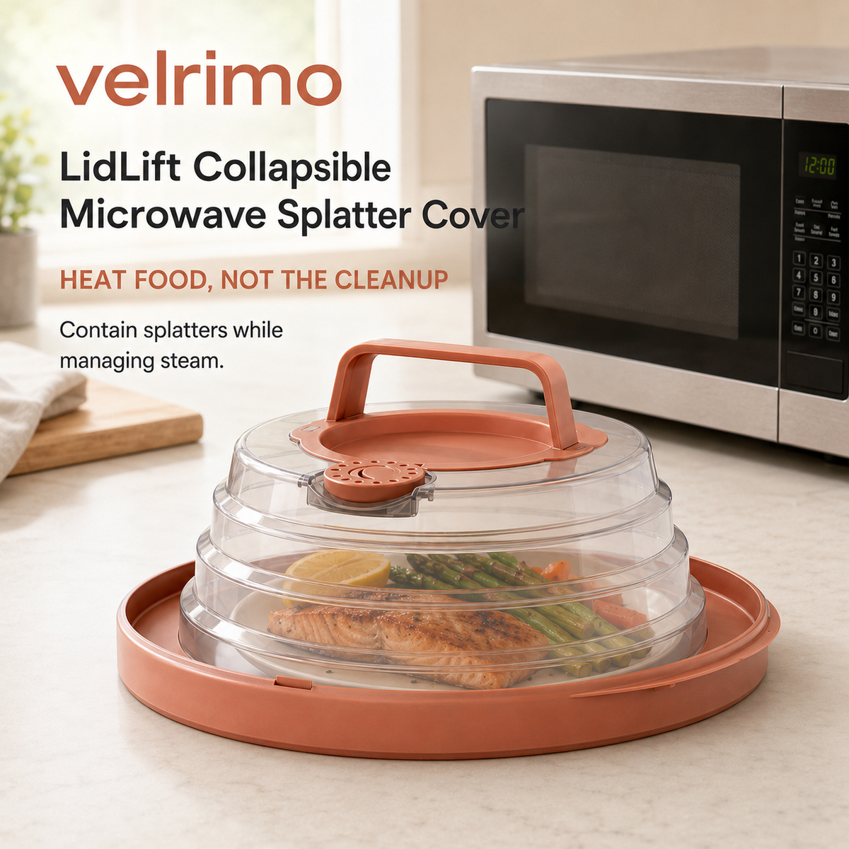Velrimo LidLift Collapsible Microwave Splatter Cover